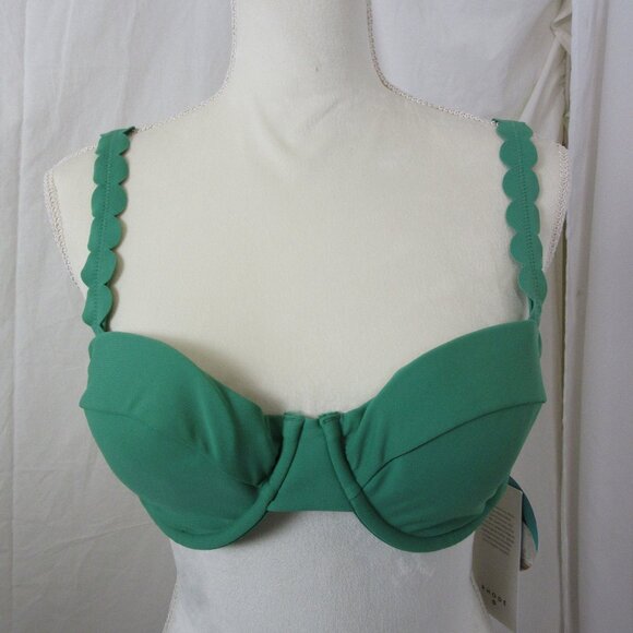 Rhode Bikini 2 Pc Bikini Demitasse Green Scalloped Summer Size Large 12-14 NWT - Picture 4 of 15